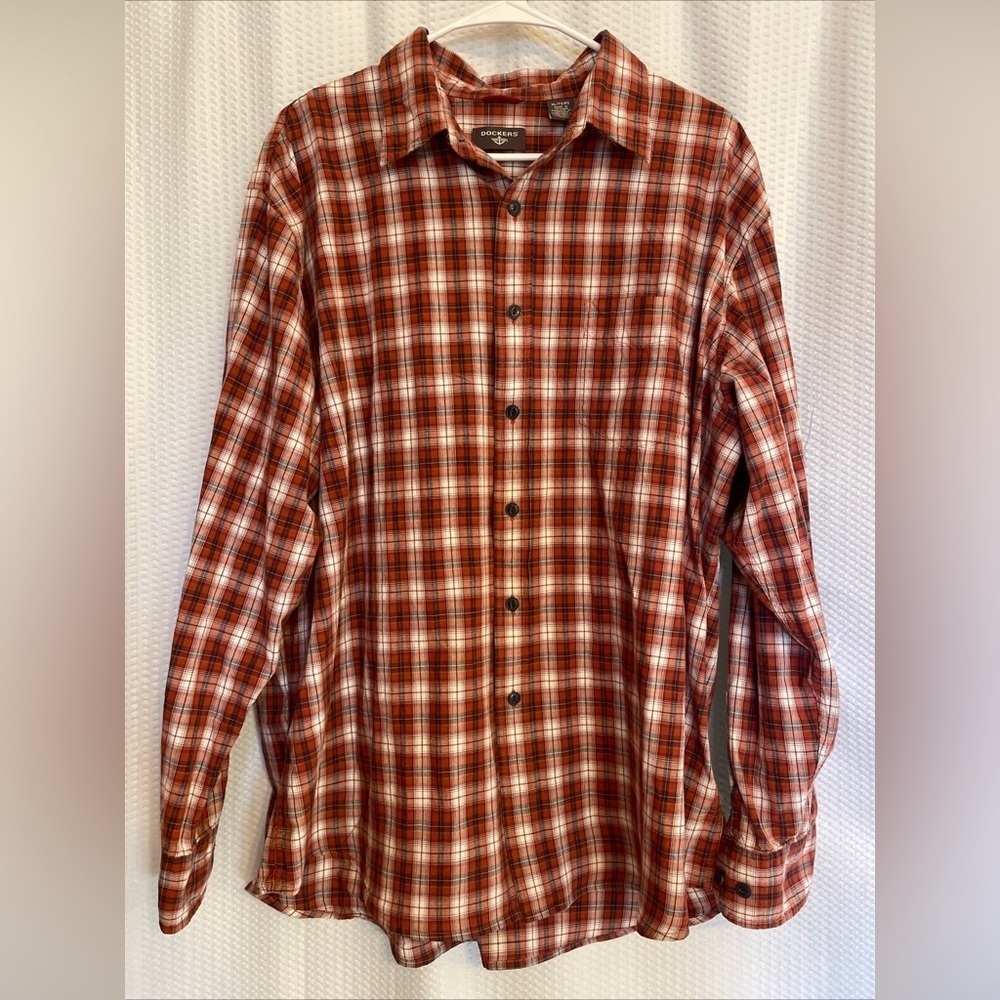 Dockers’ 100% cotton plaid Button Down Long sleeve casual Shirt Men’s XL